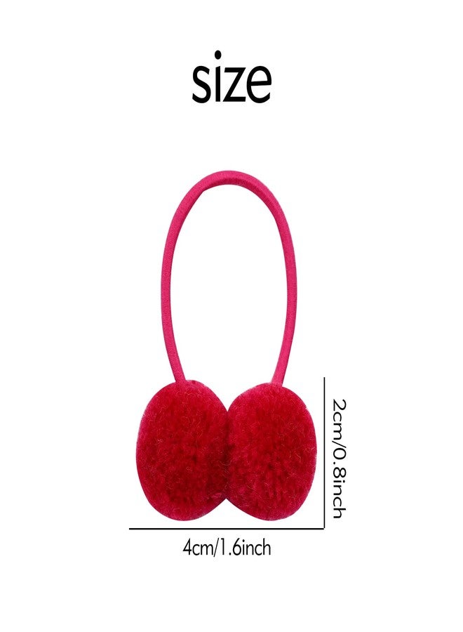 Dizila 48 Pieces/24 Pairs Candy Colors Cute Small Fuzzy Pompom Hair Ties Scrunchies Pom Pom Elastics Pigtail Ponytail Holders Fluffy Balls Rubber Bands Ropes Hair Accessories for Baby Girls Kids - Image 5